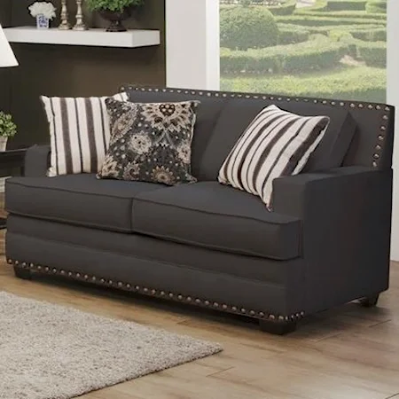 Traditional Loveseat with Track Arms and Nailhead Trim